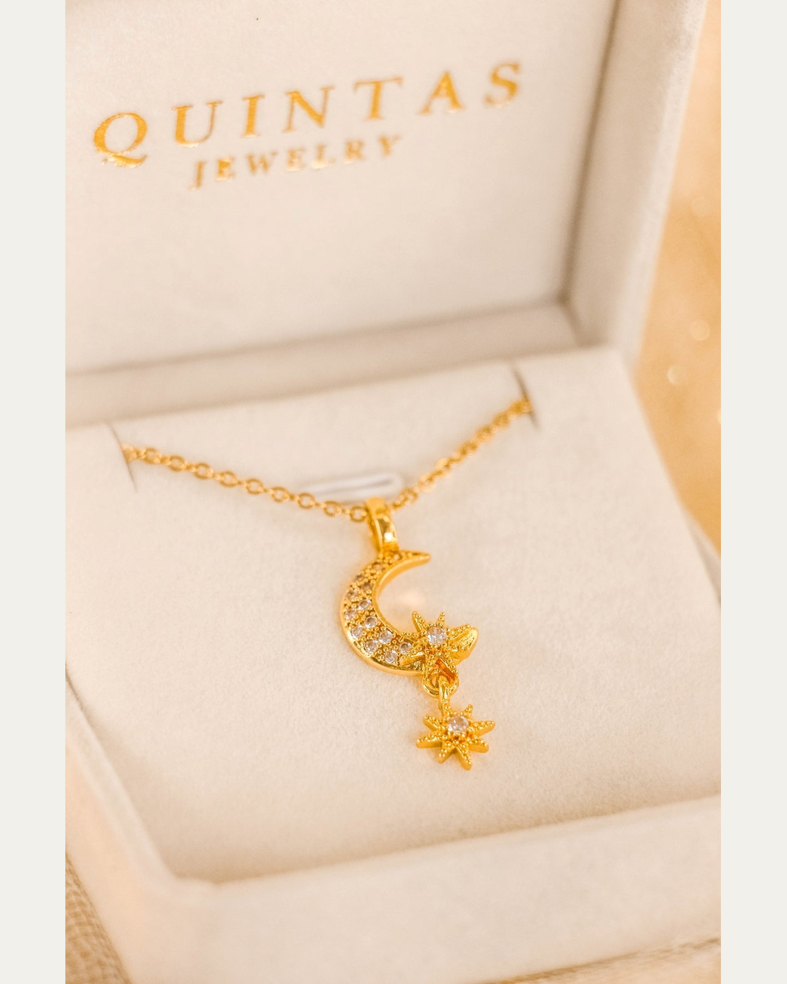Gaia Moon and Star Necklace existing gallery photograph, centered 4:5 resize; original pixels and colors preserved.