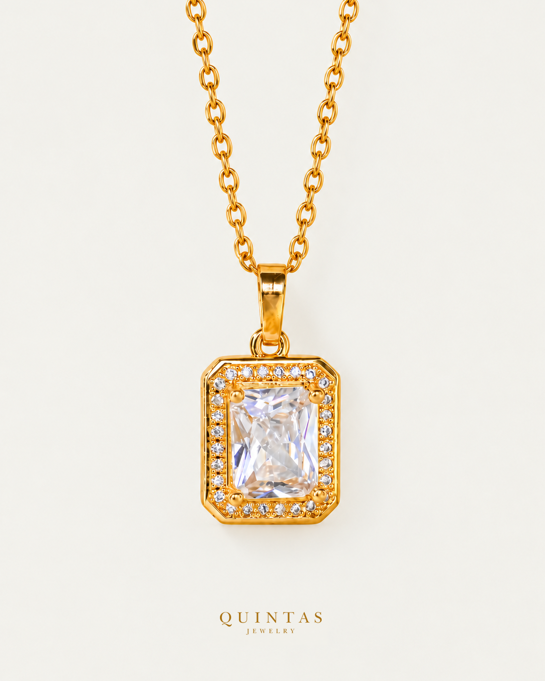 Queen's Diamond Necklace — gold cable chain, hero view