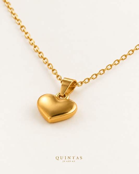 Amanda Heart Necklace, existing cable view, canonical Quintas logo