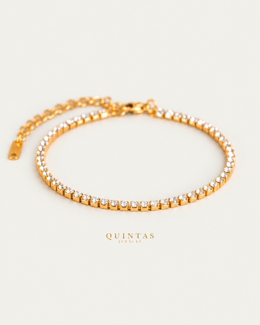 Ivana Diamond Bracelet gold bracelet hero photographed angle on neutral greige
