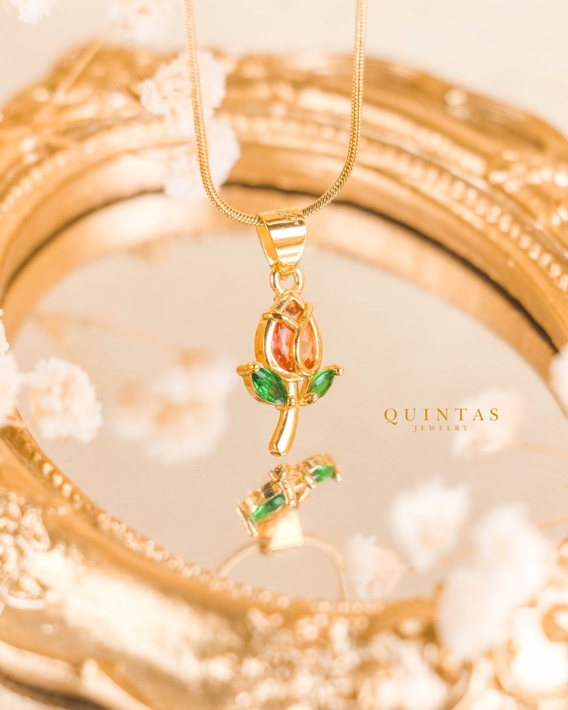 Red Tulip Necklace – original gallery view, proportional 4:5 crop