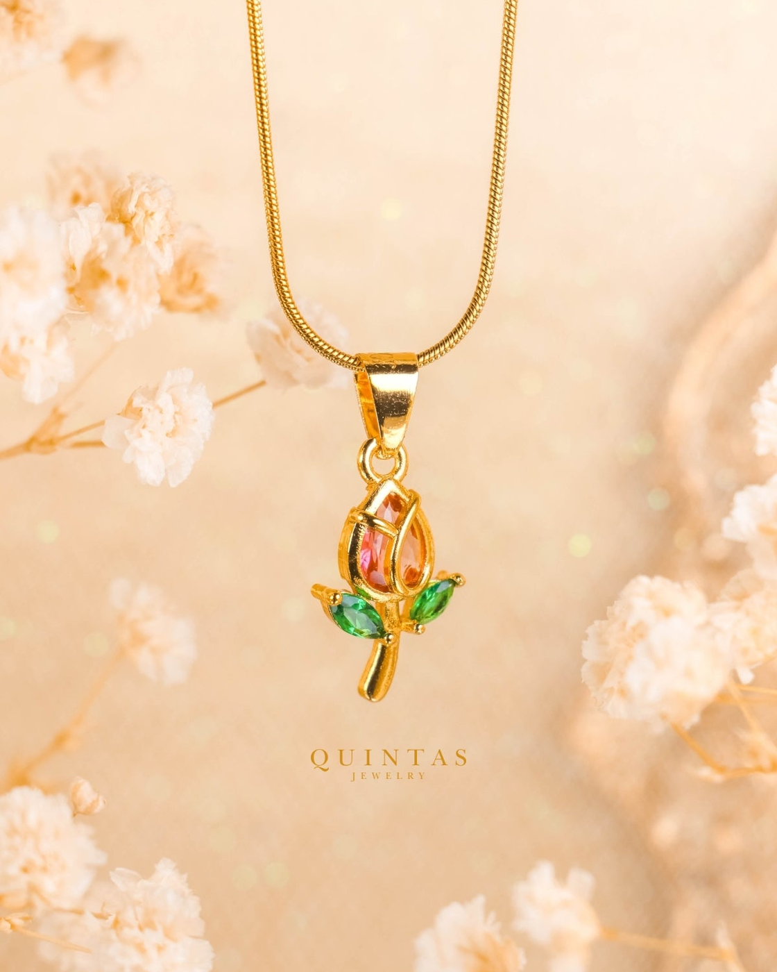 Red Tulip Necklace – original gallery view, proportional 4:5 crop