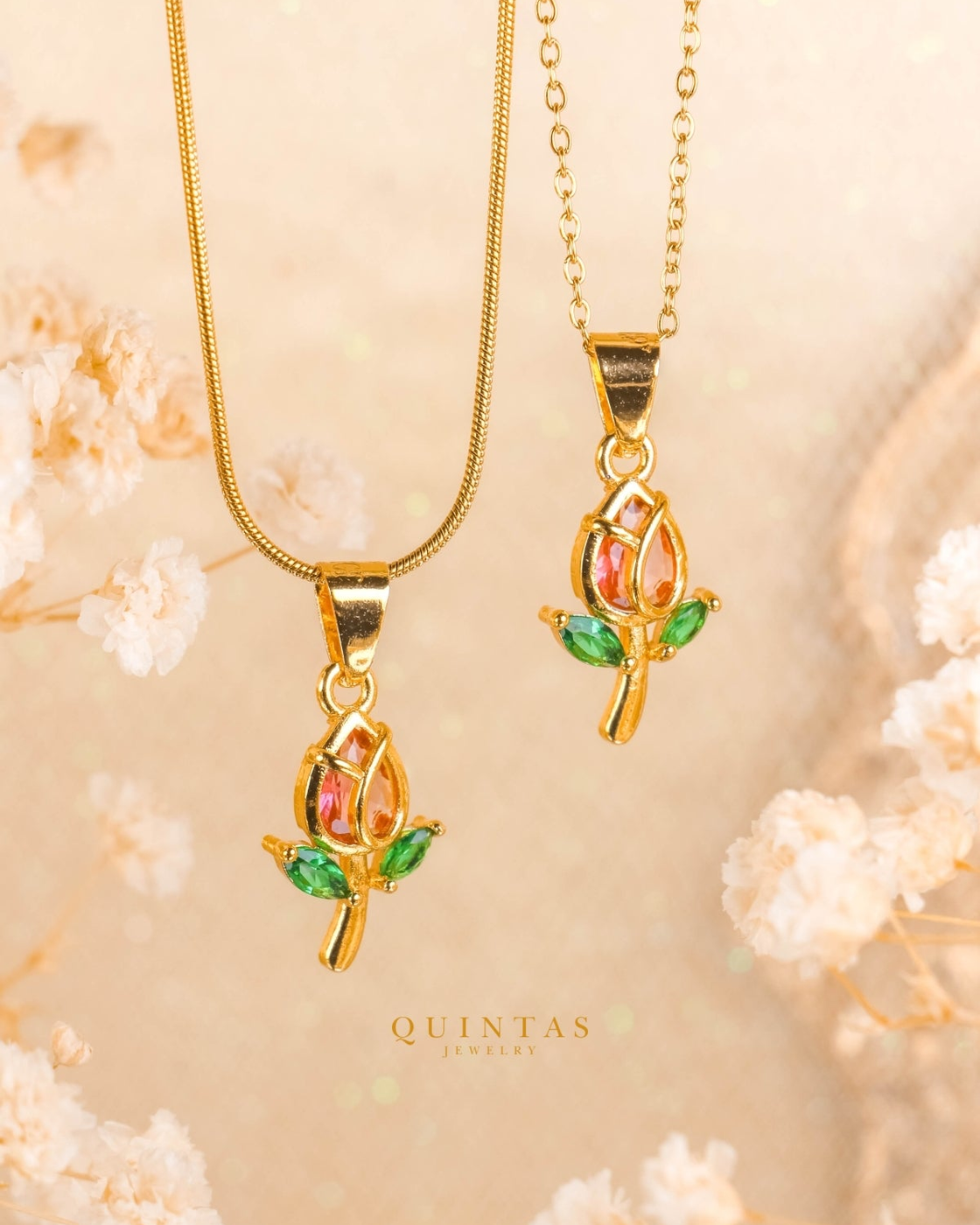 Red Tulip Necklace – original gallery view, proportional 4:5 crop