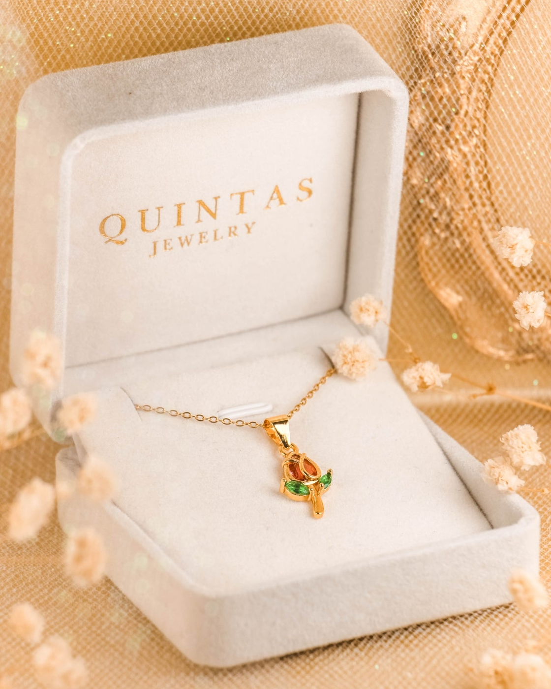 Red Tulip Necklace – original gallery view, proportional 4:5 crop