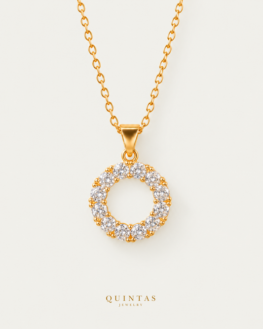 Elara Diamond Circle Necklace — cable — neutral greige