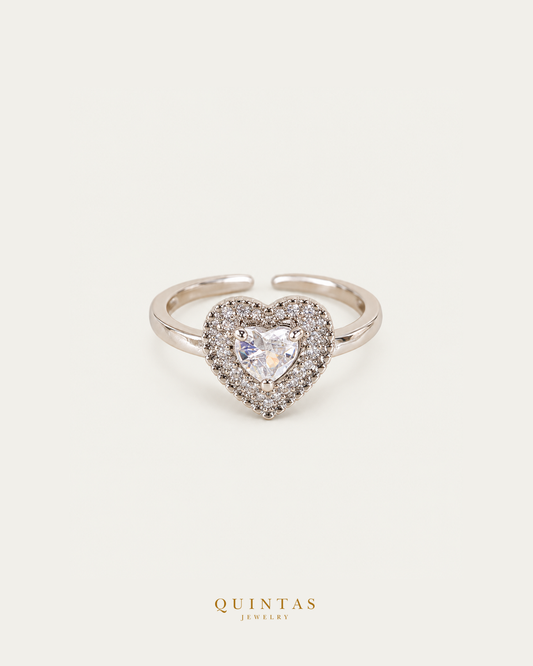 Lustrous Heart Silver Ring (Adjustable) — actual-source standalone ring, smaller framing, neutral greige