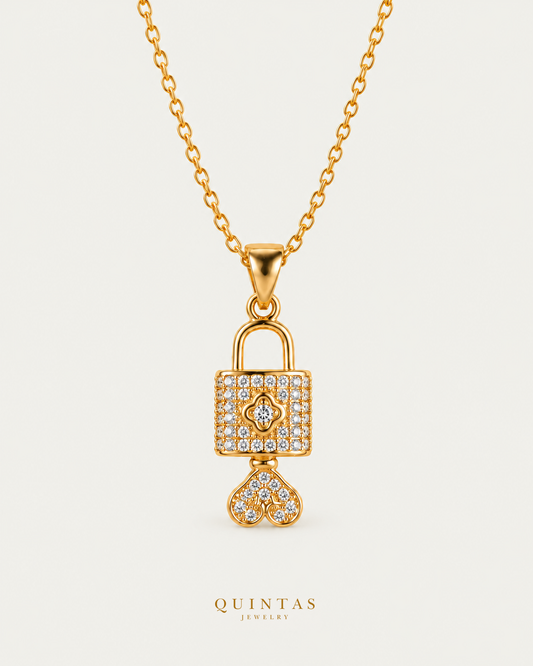 Key To My Heart Necklace — cable, neutral greige