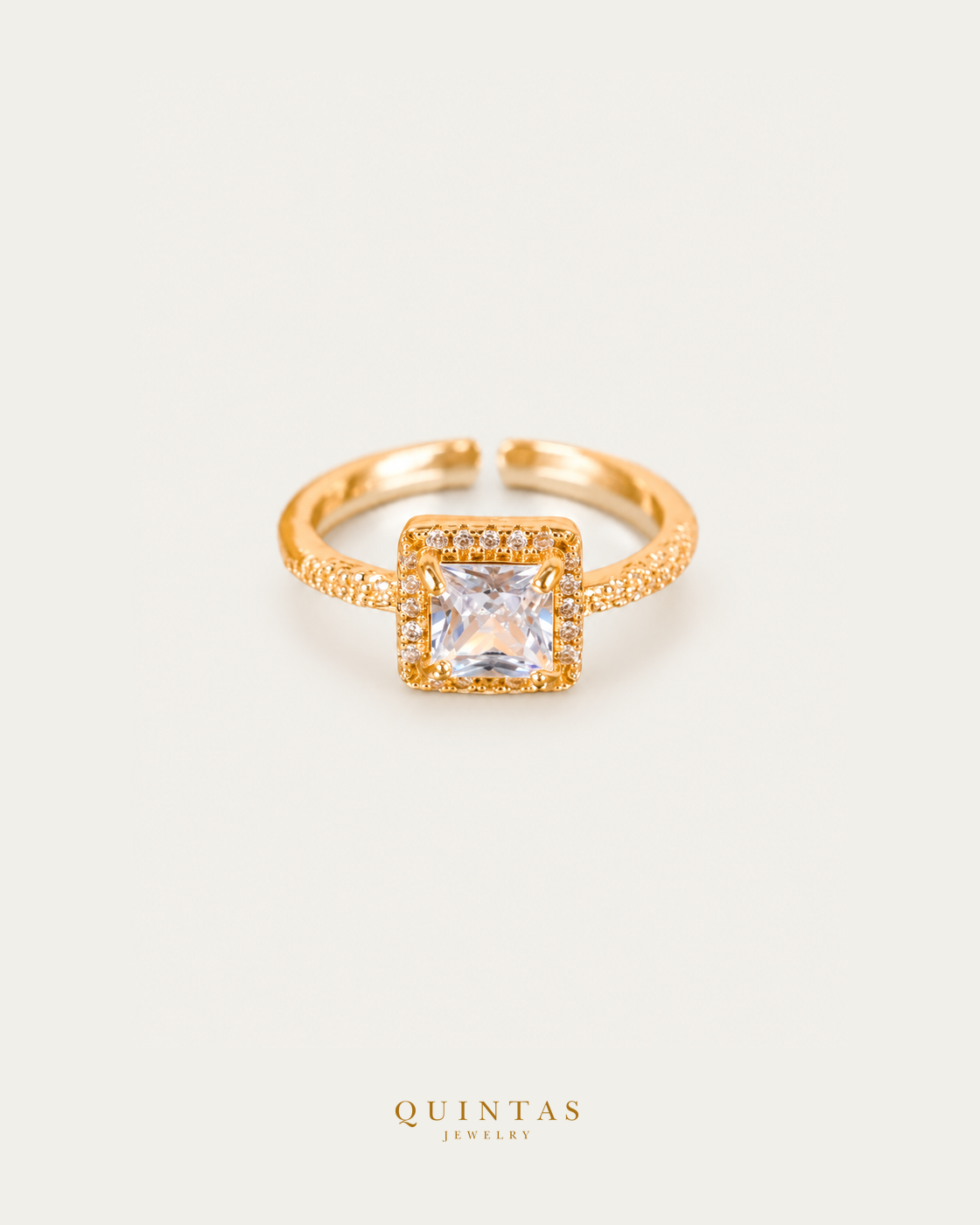 Catherine's Royal Diamond Ring (Adjustable) — actual-source standalone ring, smaller framing, neutral greige
