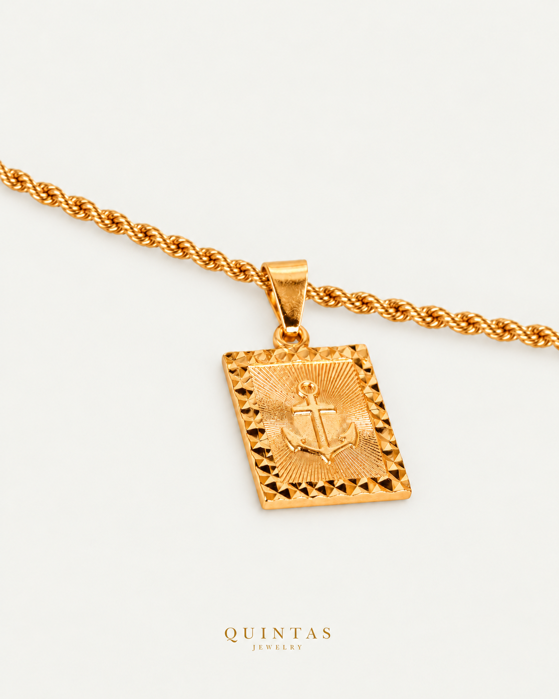 Anchor Rope Necklace — actual source-backed alternate detail with canonical Quintas Jewelry logo