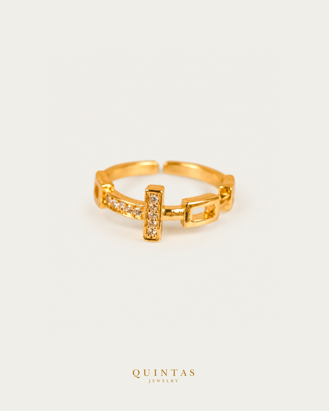 Lattice Luxe Ring (Adjustable) — actual-source standalone ring, smaller framing, neutral greige