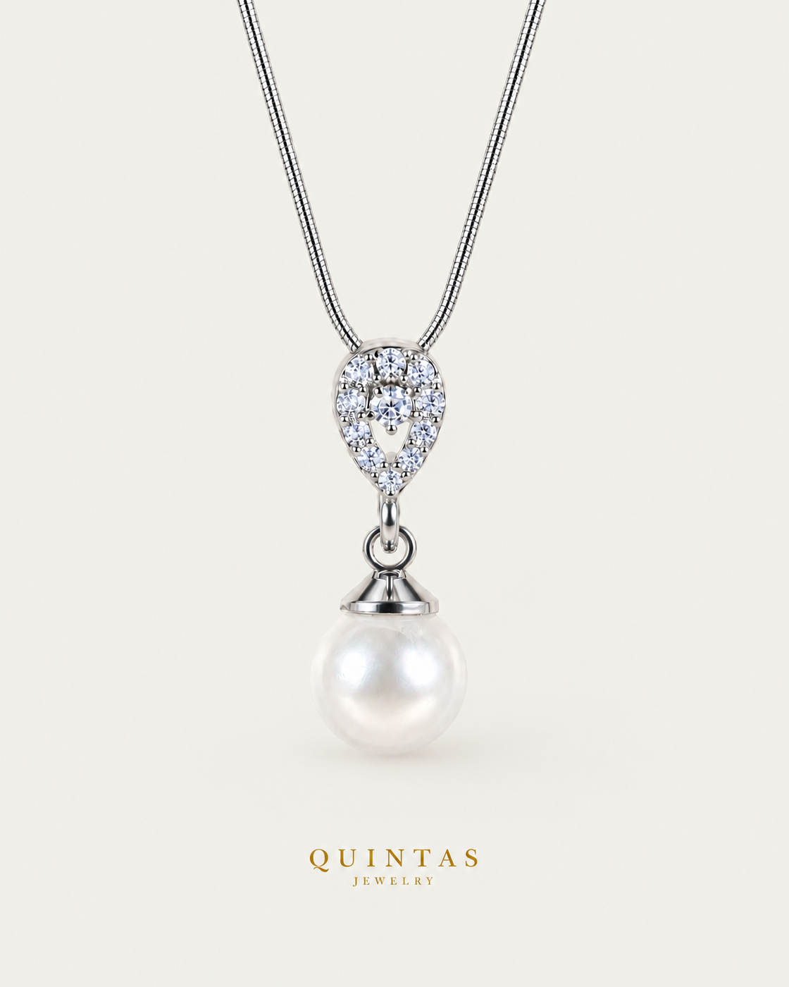 Althea Pearl Silver Necklace — snake, neutral greige
