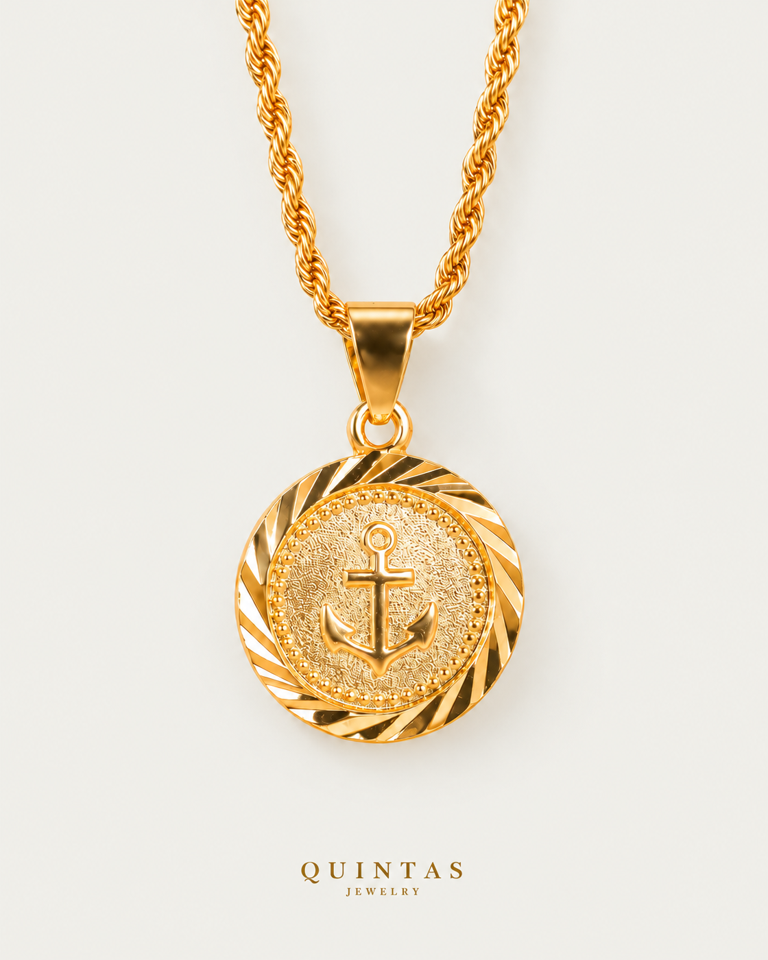 Anchor Valor Rope Necklace — neutral greige