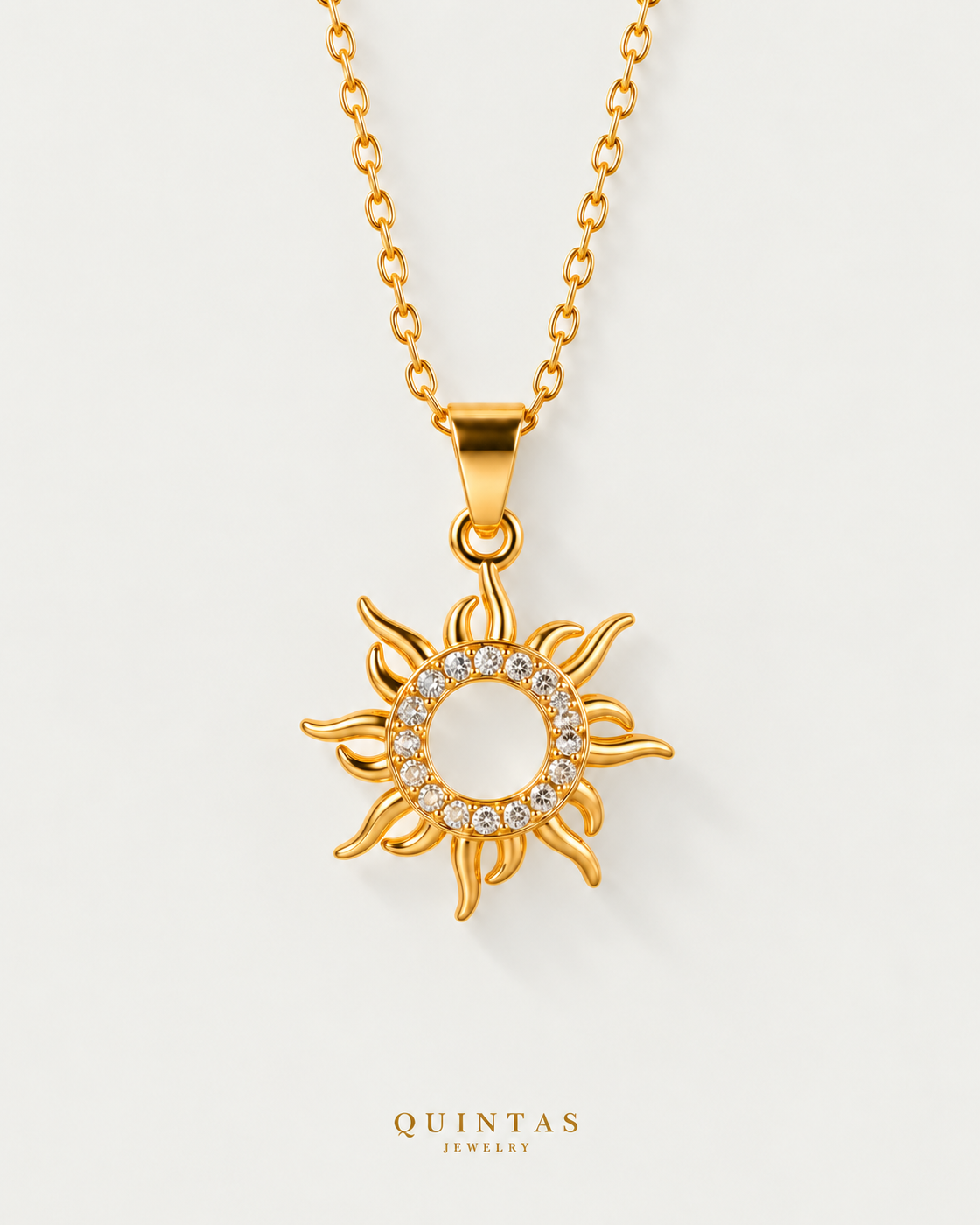 Araw (Sun) Necklace, cable, neutral greige background