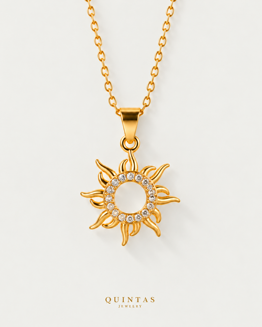 Araw (Sun) Necklace, cable, neutral greige background