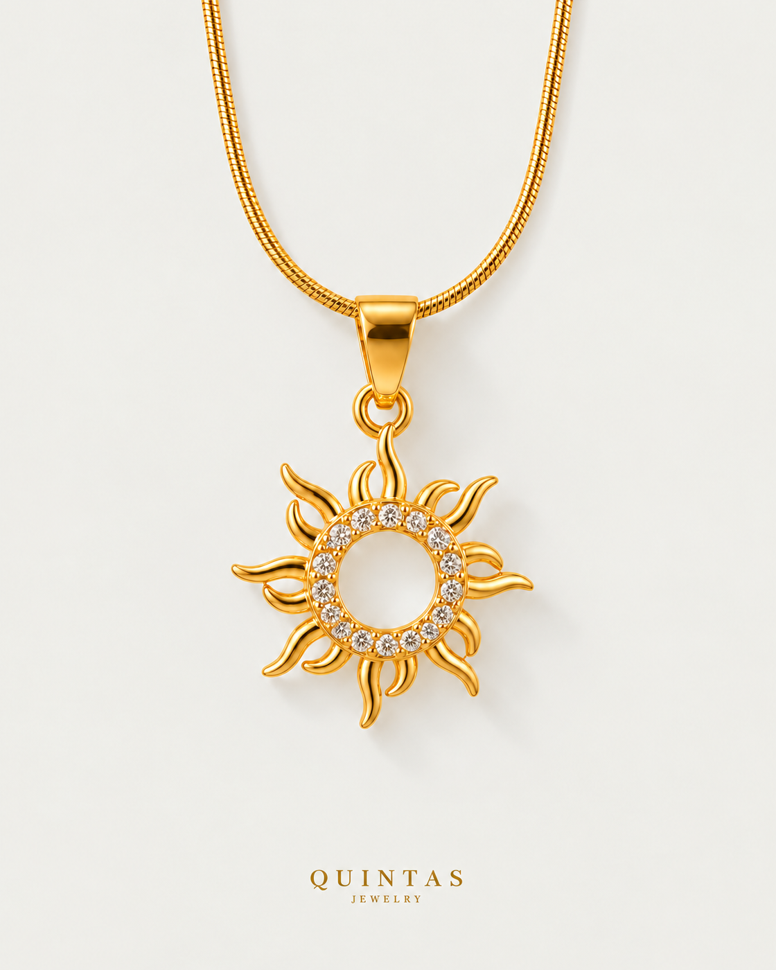Araw (Sun) Necklace, snake, neutral greige background