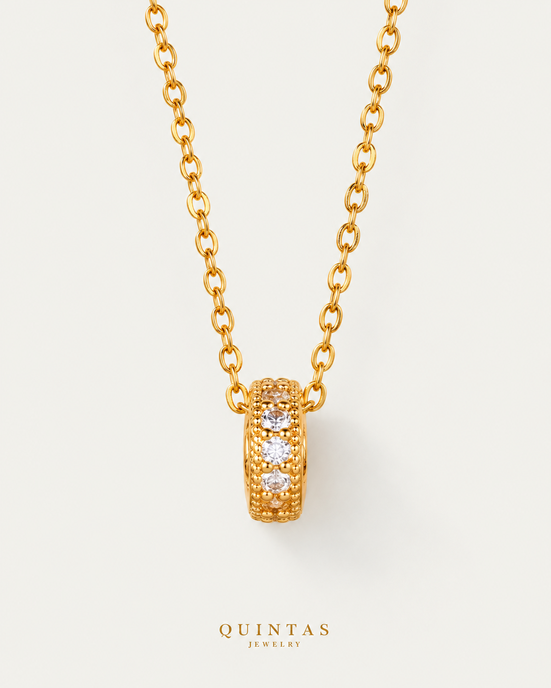 Armani Barrel Necklace — gold cable chain, hero view