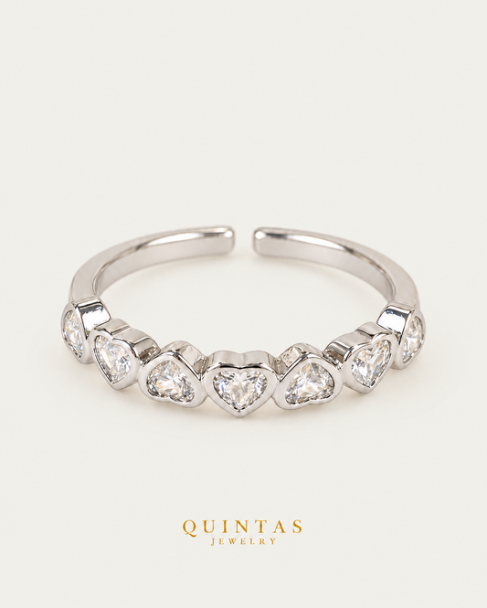 Atalia Forever Hearts Silver Ring (Adjustable) — neutral greige