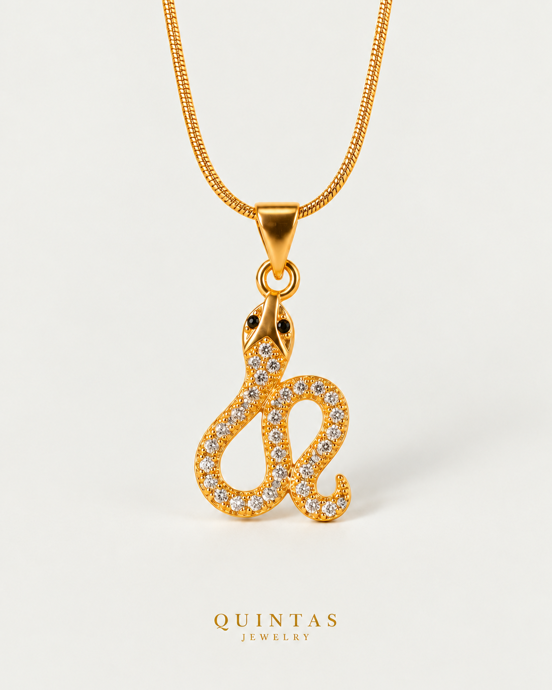Athena Serpent Necklace, snake, neutral greige background