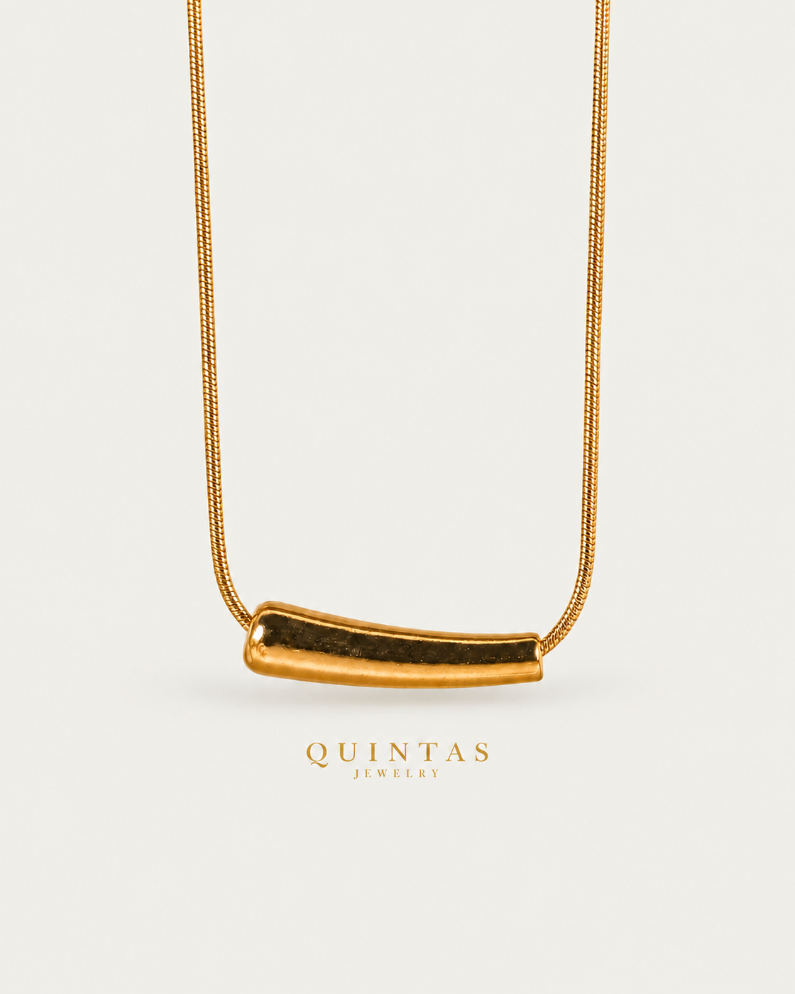 Aure Bar Necklace, full physical-source view, neutral greige