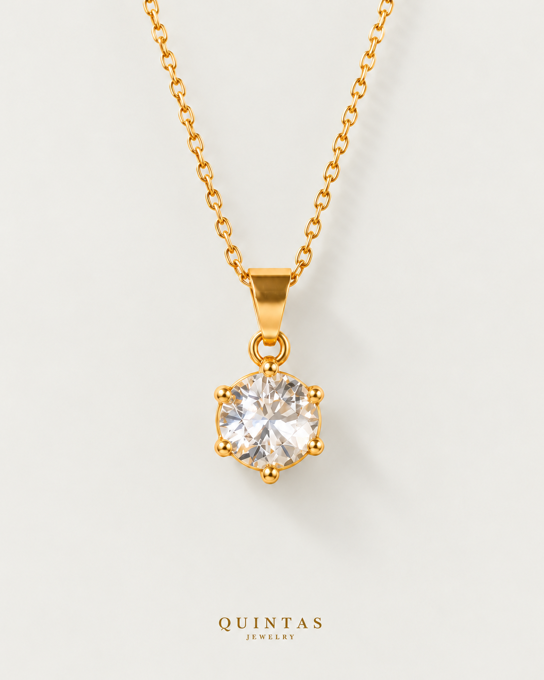 Brilliant Gemstone Necklace, cable, neutral greige background