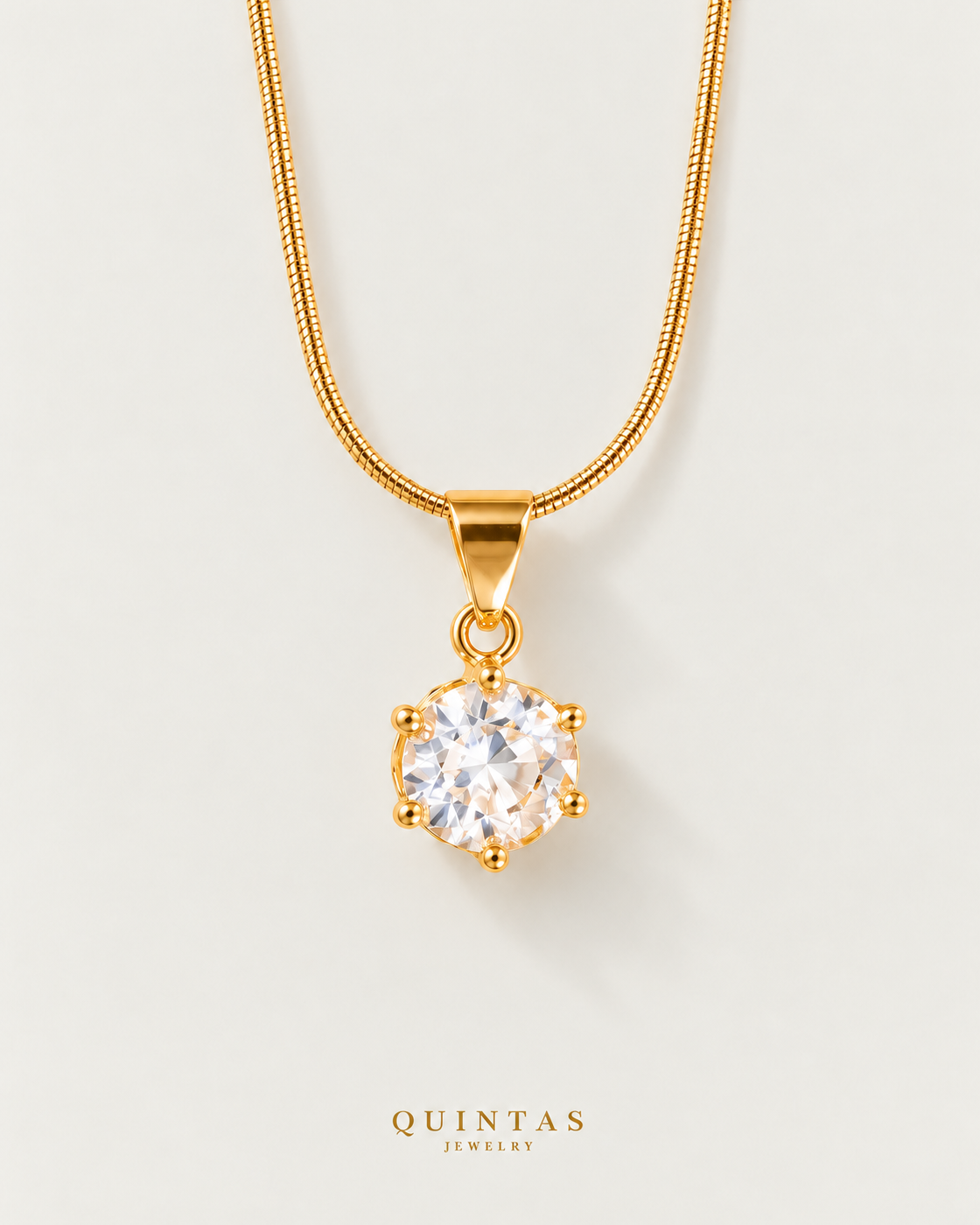 Brilliant Gemstone Necklace, snake, neutral greige background