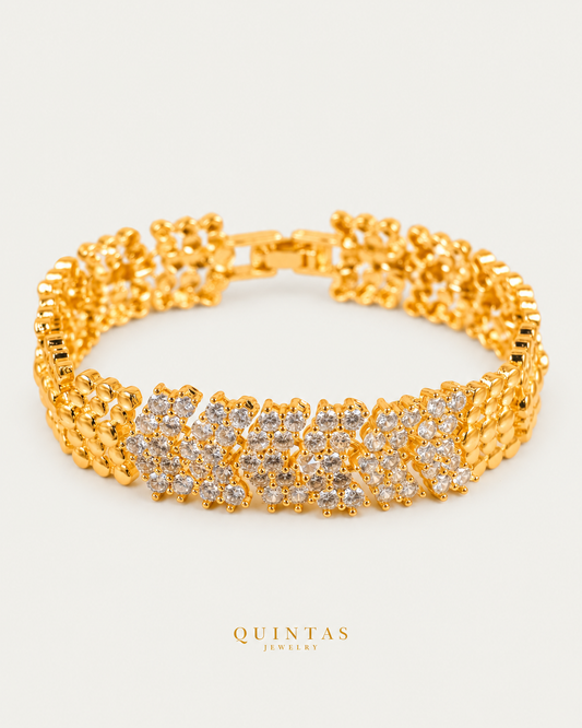 Cassia Diamond Mesh Bracelet hero on neutral greige