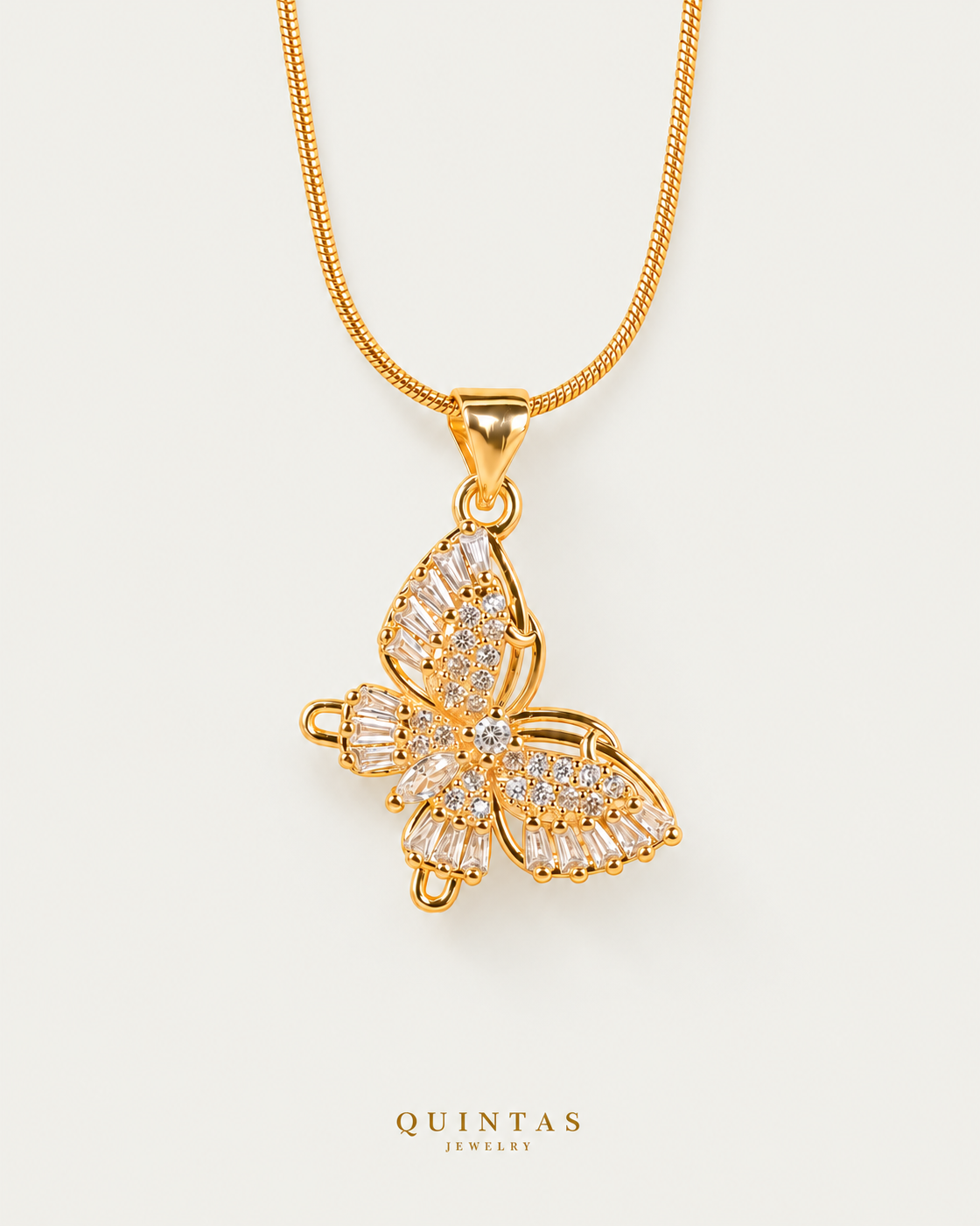 Celestis Butterfly Necklace — neutral greige