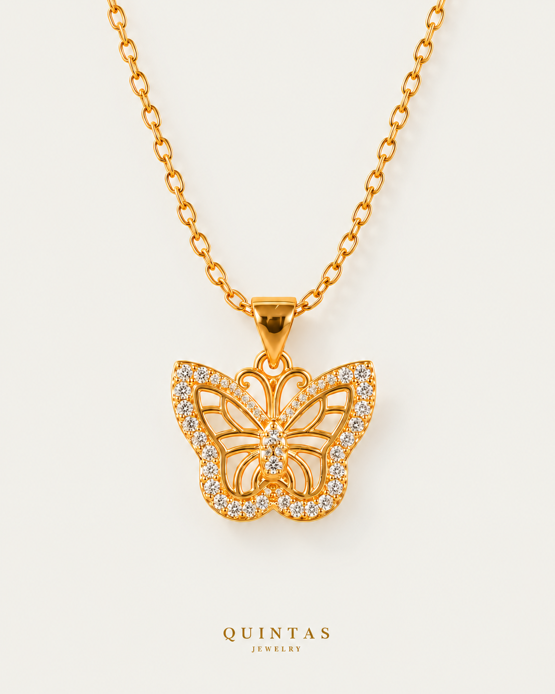 Charlotte Charming Butterfly Necklace — cable, neutral greige