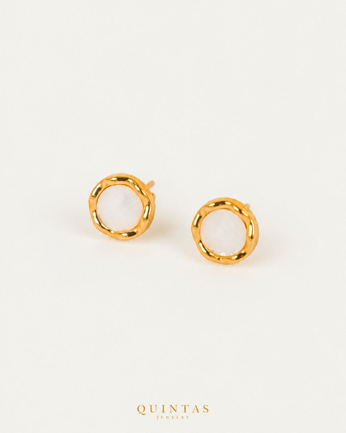 Classic Orina Stud Earrings, alternate physical-source detail angle, neutral greige