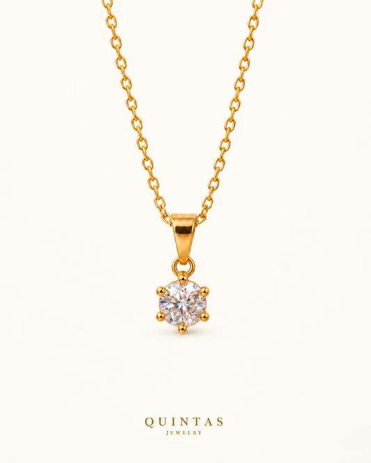 Eloise Diamond Necklace gold cable chain on original light offwhite with a soft subtle gradient and light shadow
