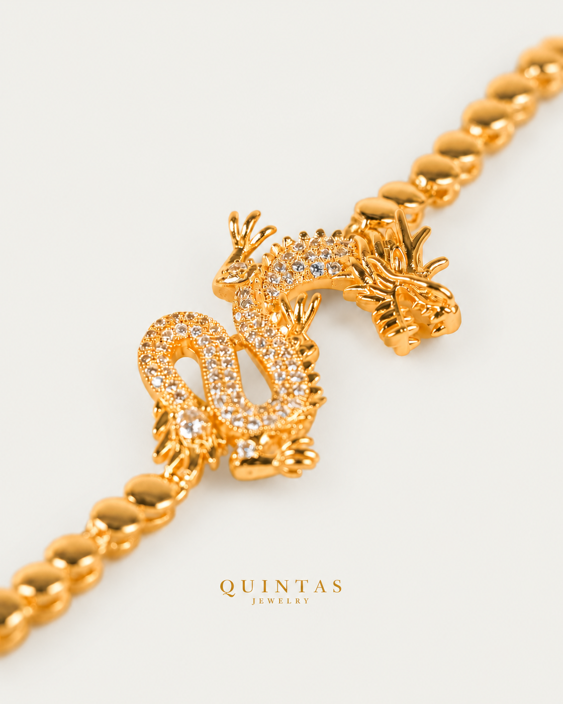 Ember Dragon Elegance Bracelet oblique detail on corrected neutral greige