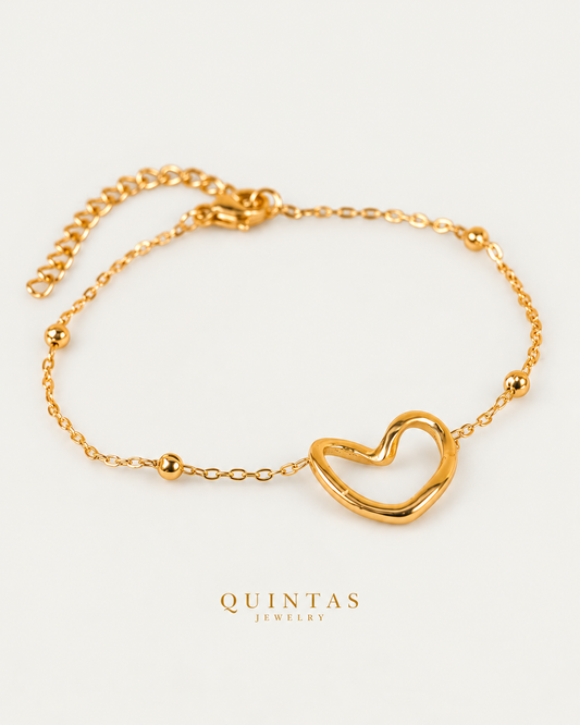 Endless Heart Bracelet, full physical-source view, neutral greige