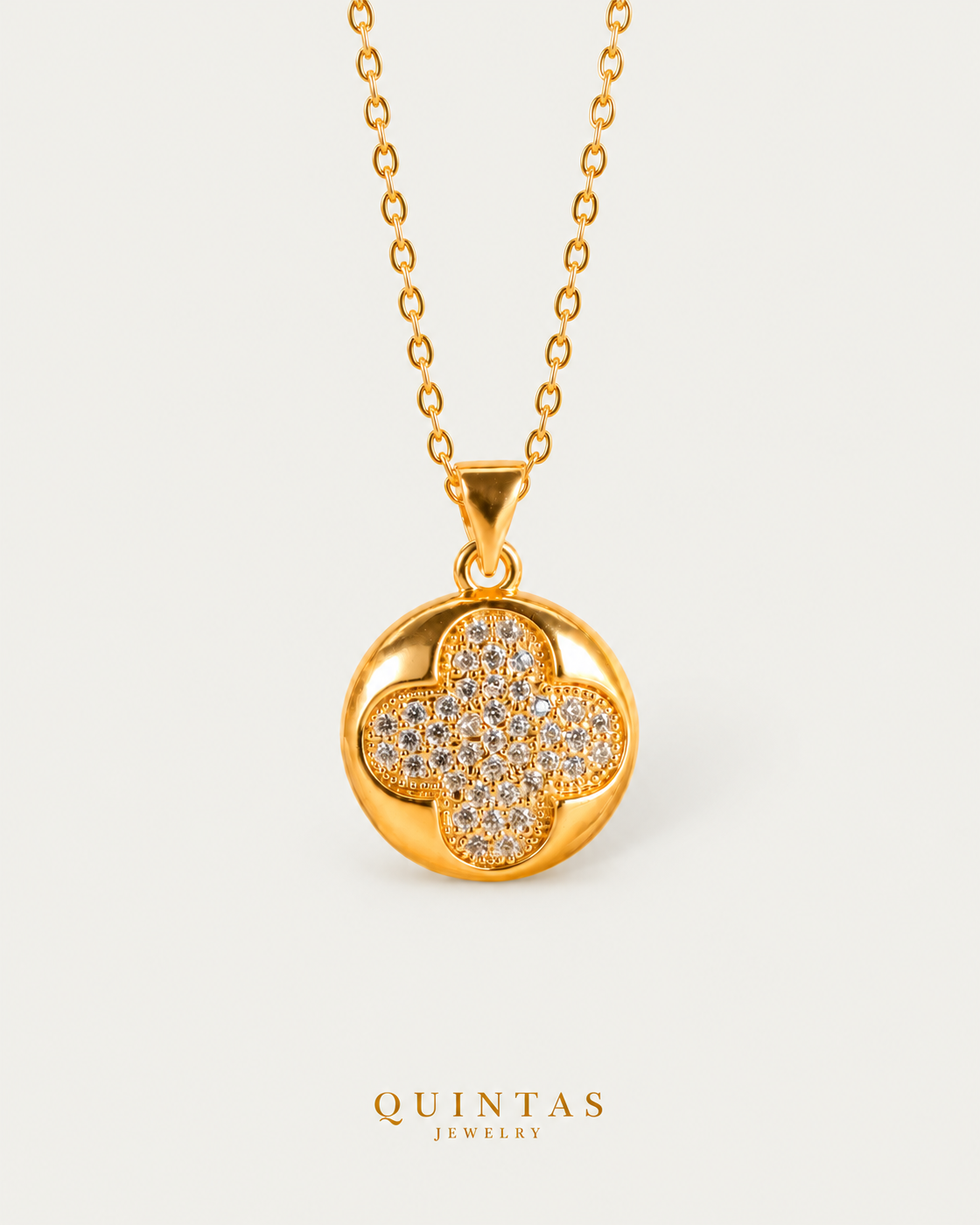 Golden Clover Necklace — cable, neutral greige