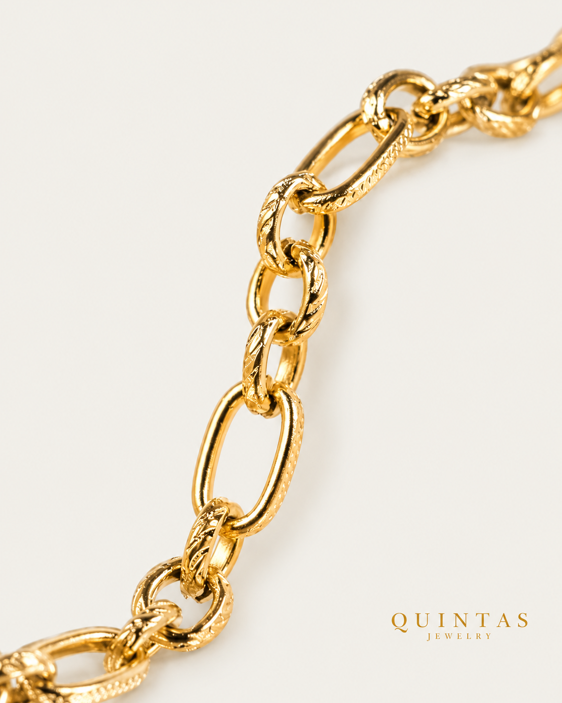 Isla Luxe Chain Bracelet companion on neutral greige