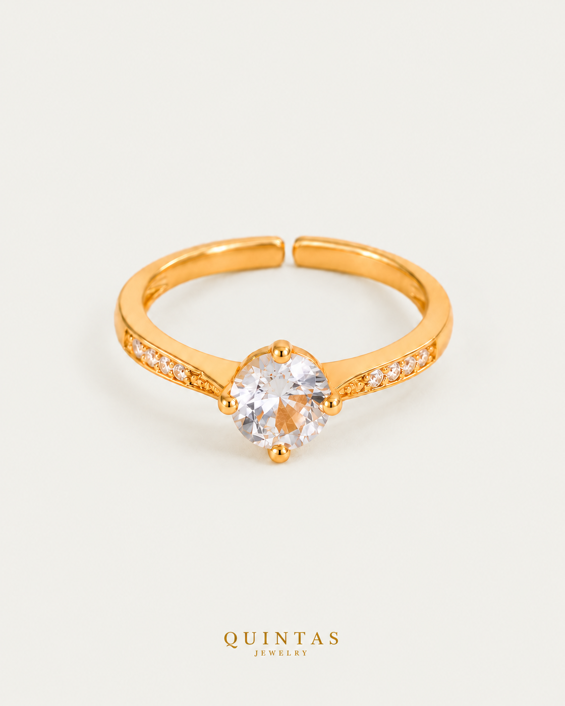 Katherine Diamond Circle Ring (Adjustable) — gold ring — neutral greige