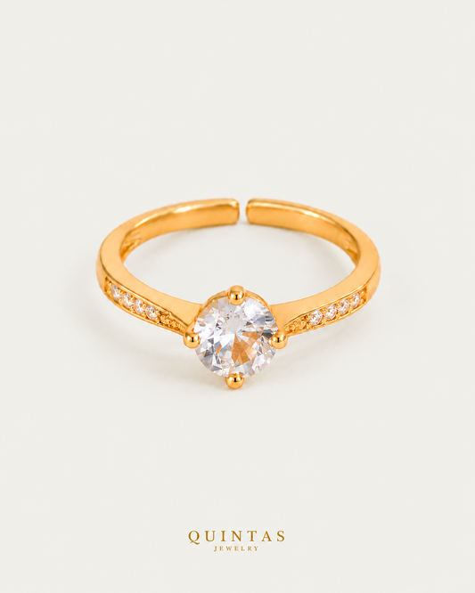 Katherine Diamond Circle Ring (Adjustable) — gold ring — neutral greige