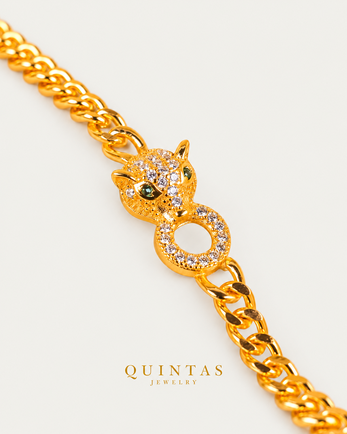 Leona Panther Bracelet, alternate physical-source detail angle, neutral greige