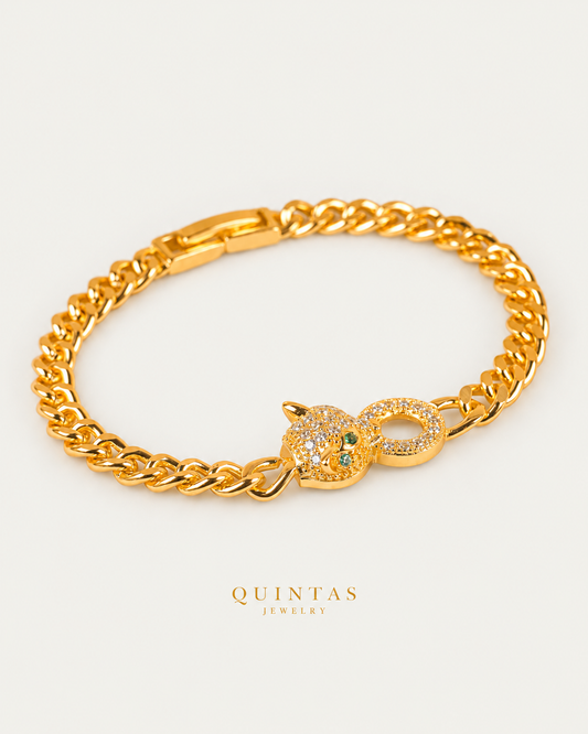 Leona Panther Bracelet, full physical-source view, neutral greige