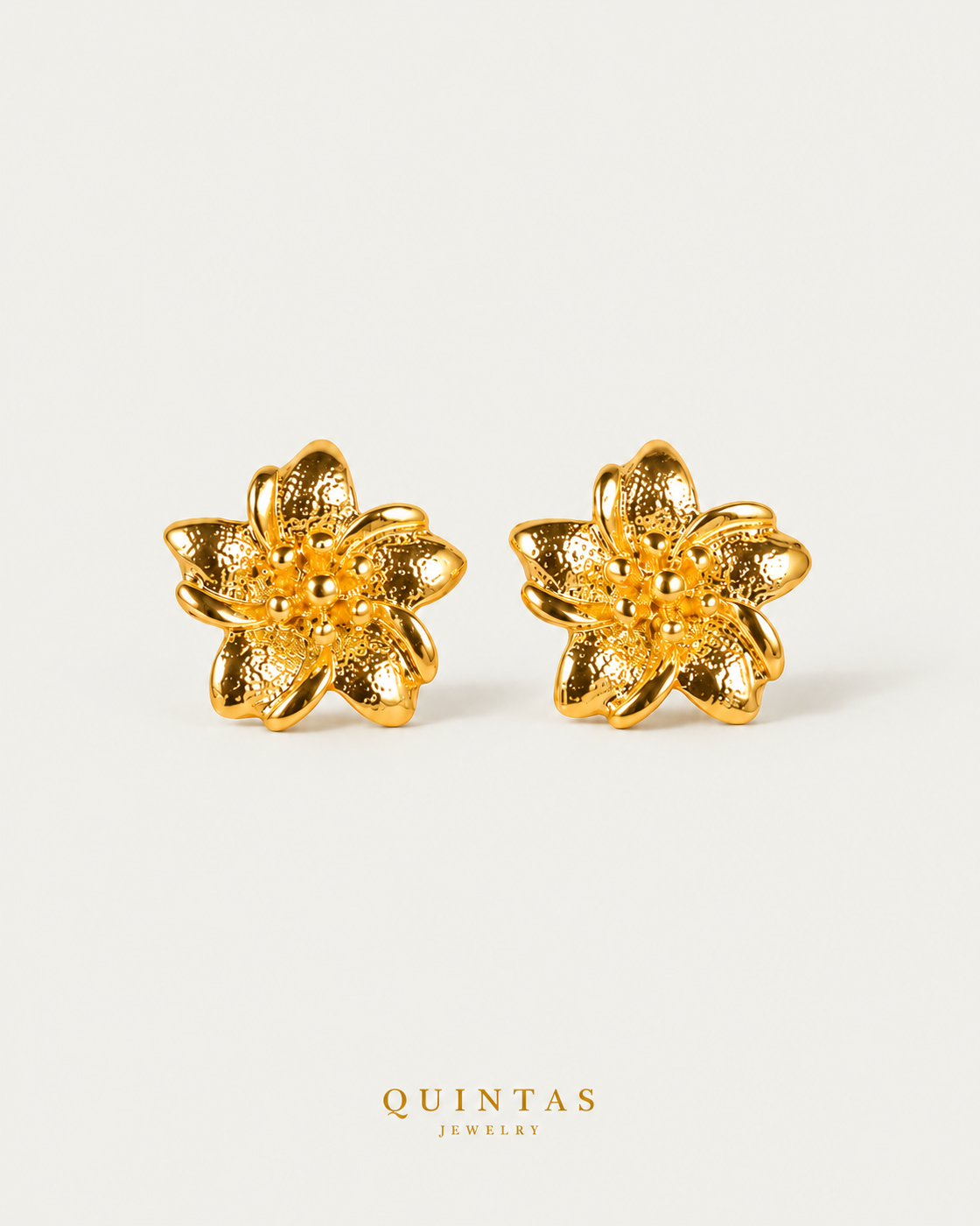 Liona Flower Stud Earrings — neutral greige