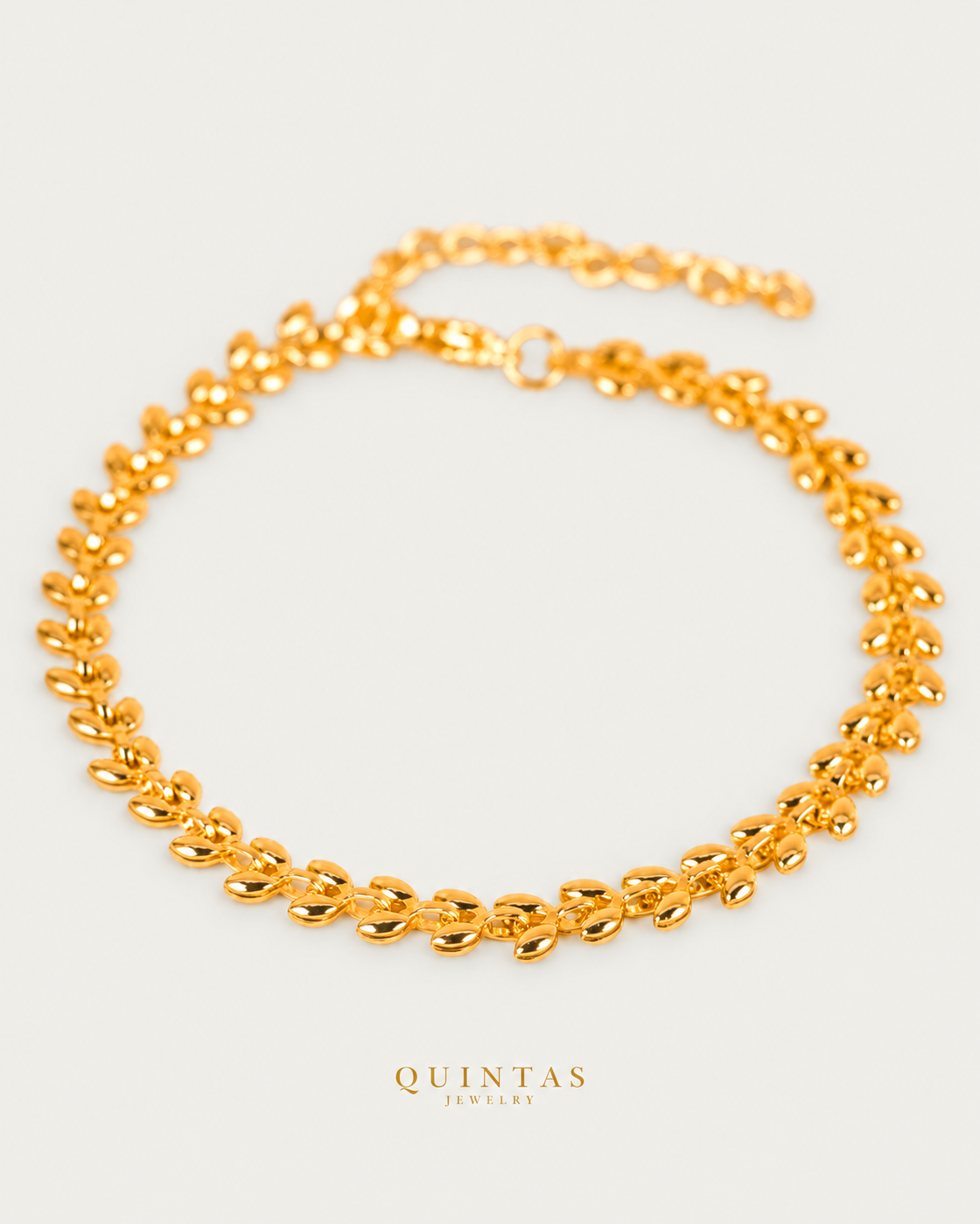 Liona Leaf Chain Bracelet hero on neutral greige