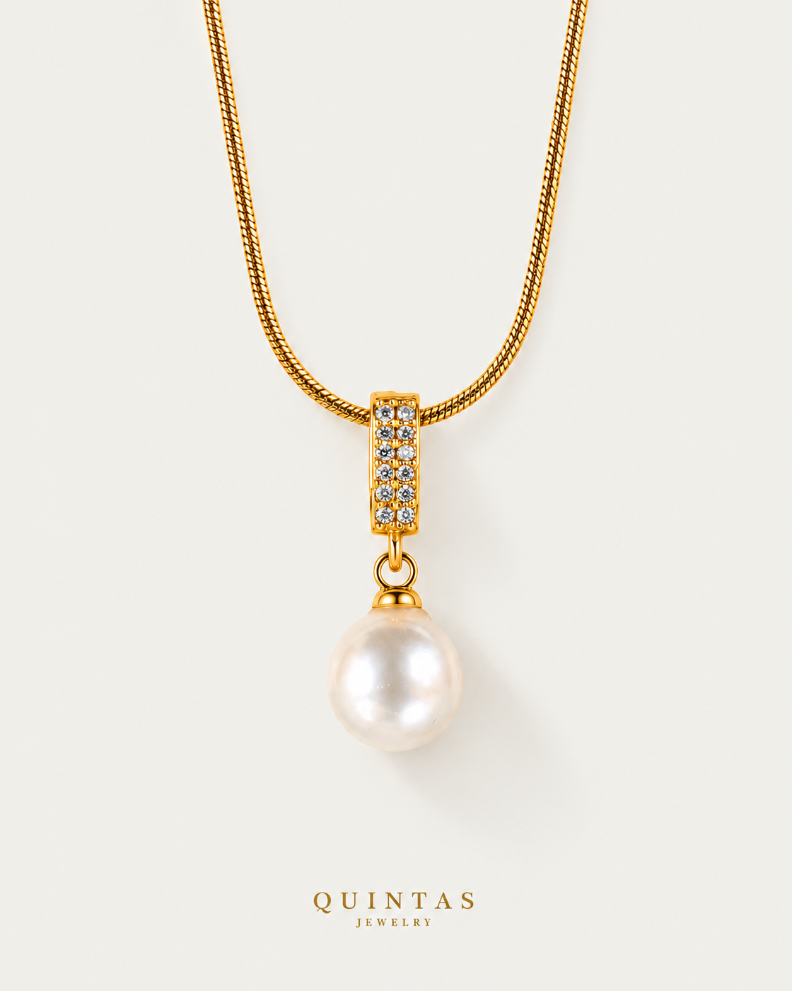 Majestic Pearl Necklace — neutral greige