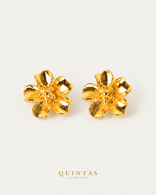 Marigold Flower Stud Earrings — neutral greige