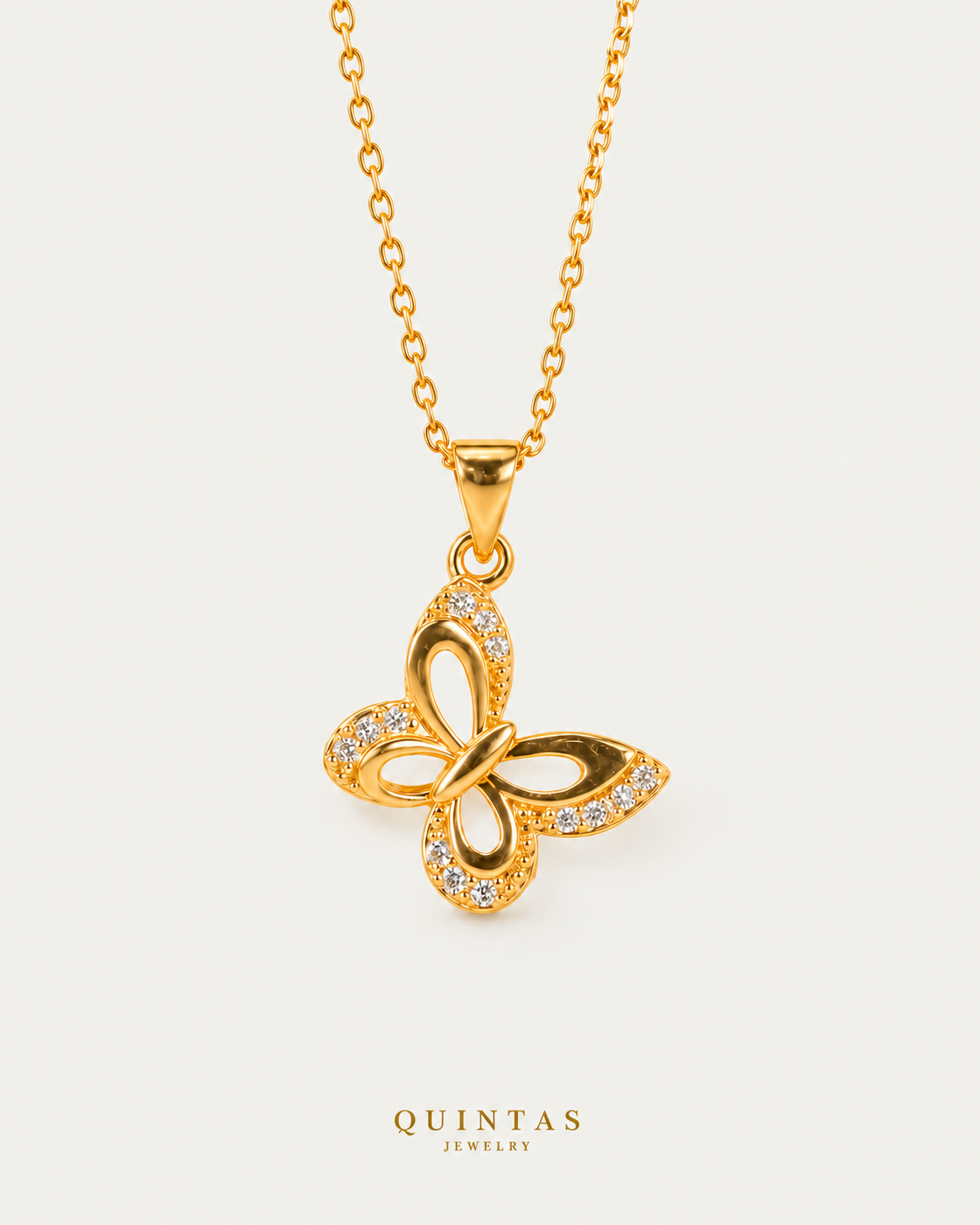 Marinella Butterfly Necklace — neutral greige