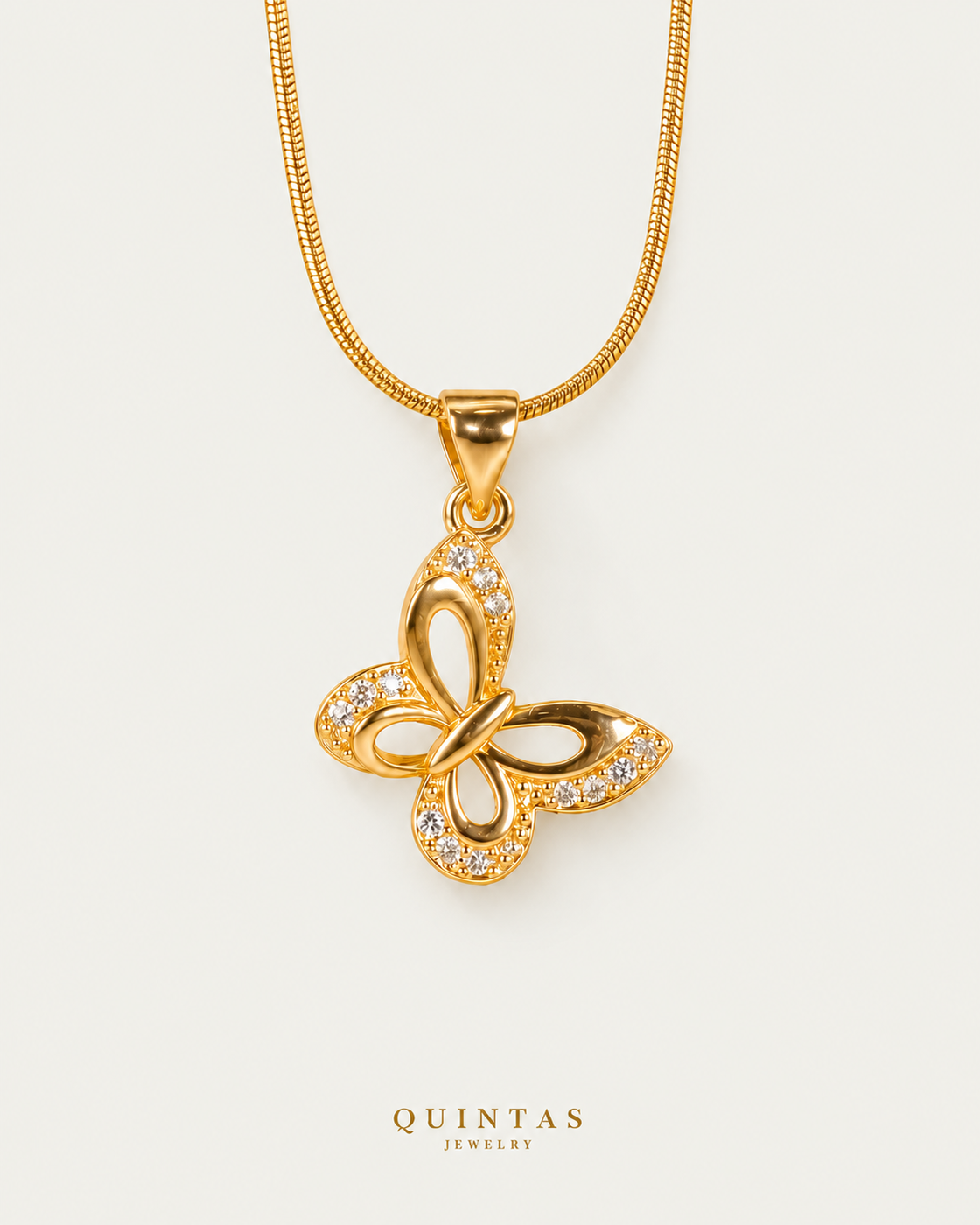 Marinella Butterfly Necklace — neutral greige
