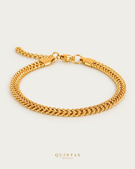Petite Cuban Link Bracelet — yellow gold bracelet, neutral greige