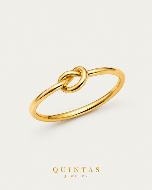 Promise Knot Ring by QUINTAS (Free Box and Paper Bag) — gold ring — neutral greige