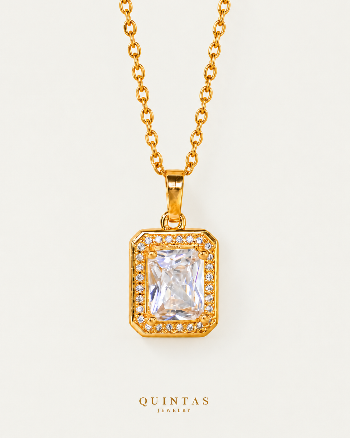 Queen's Diamond Necklace — gold cable chain, hero view