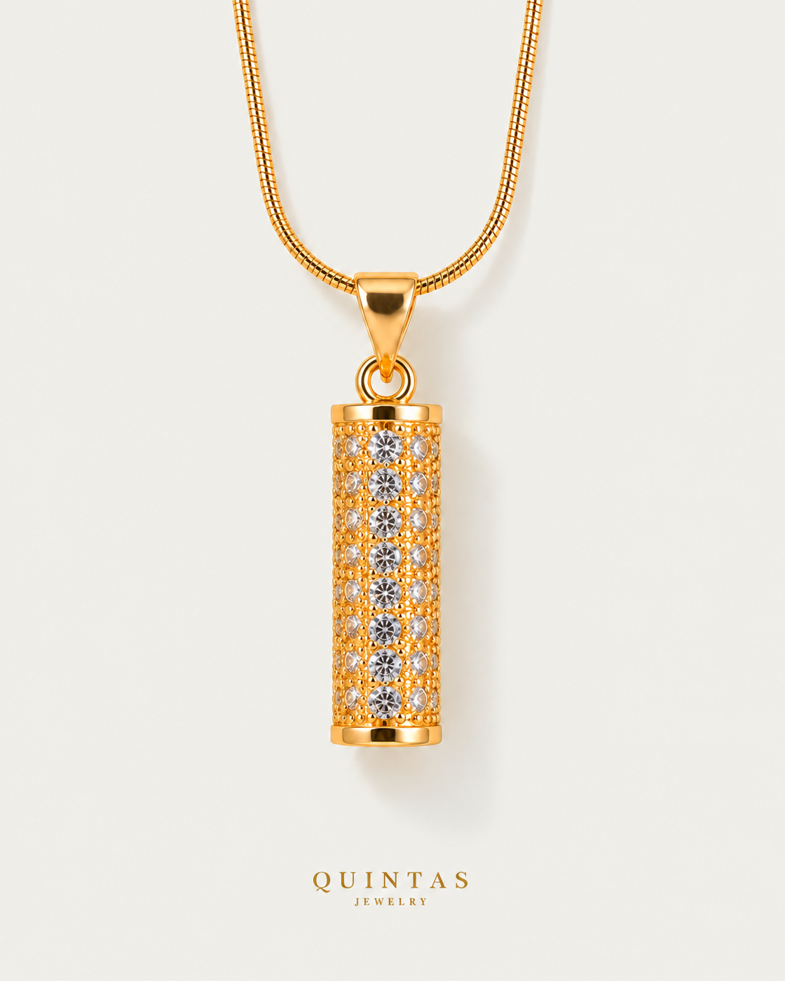 Rocco Gold Bar Necklace — snake — neutral greige