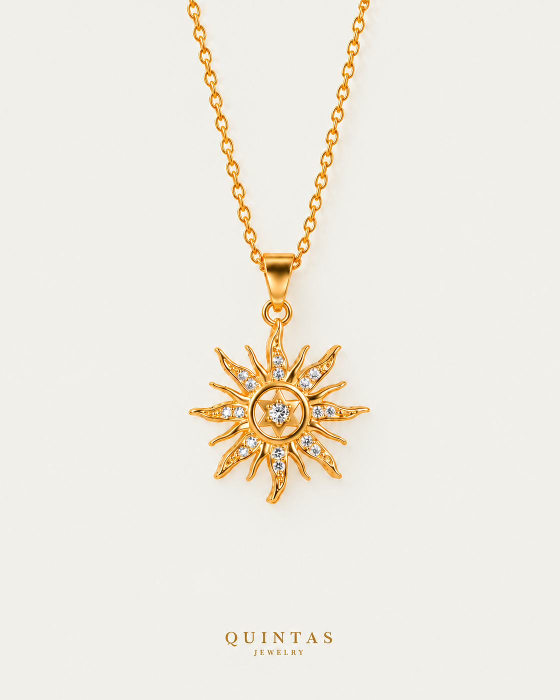 Solara Sun Necklace — neutral greige