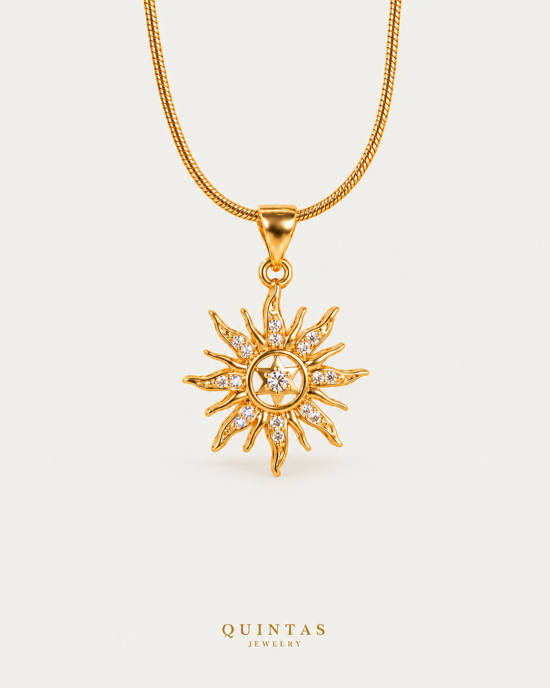 Solara Sun Necklace — neutral greige